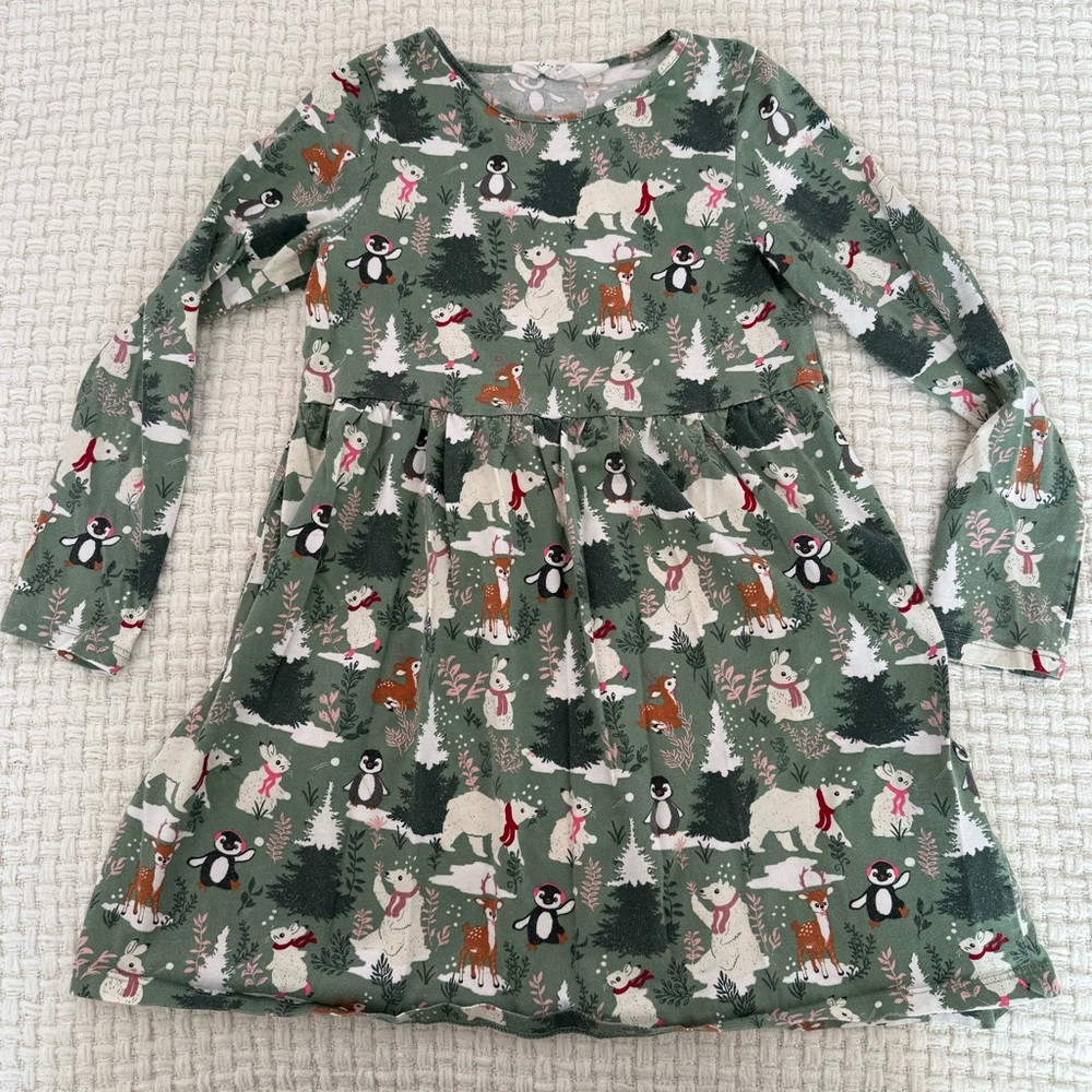 H&M Kids Casual Dress - Green with Animal Print